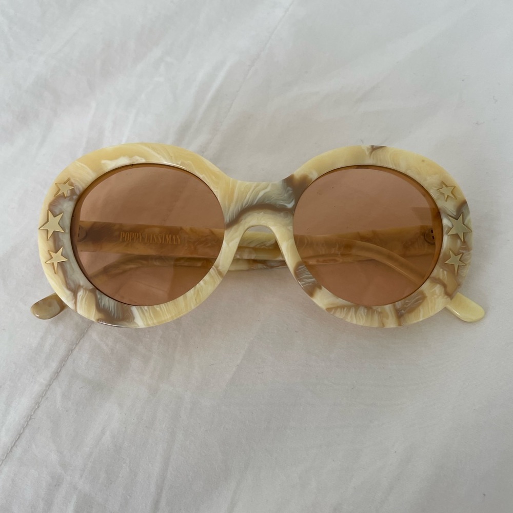 Poppy Lissiman Dakota Sunglasses in Cream Marble